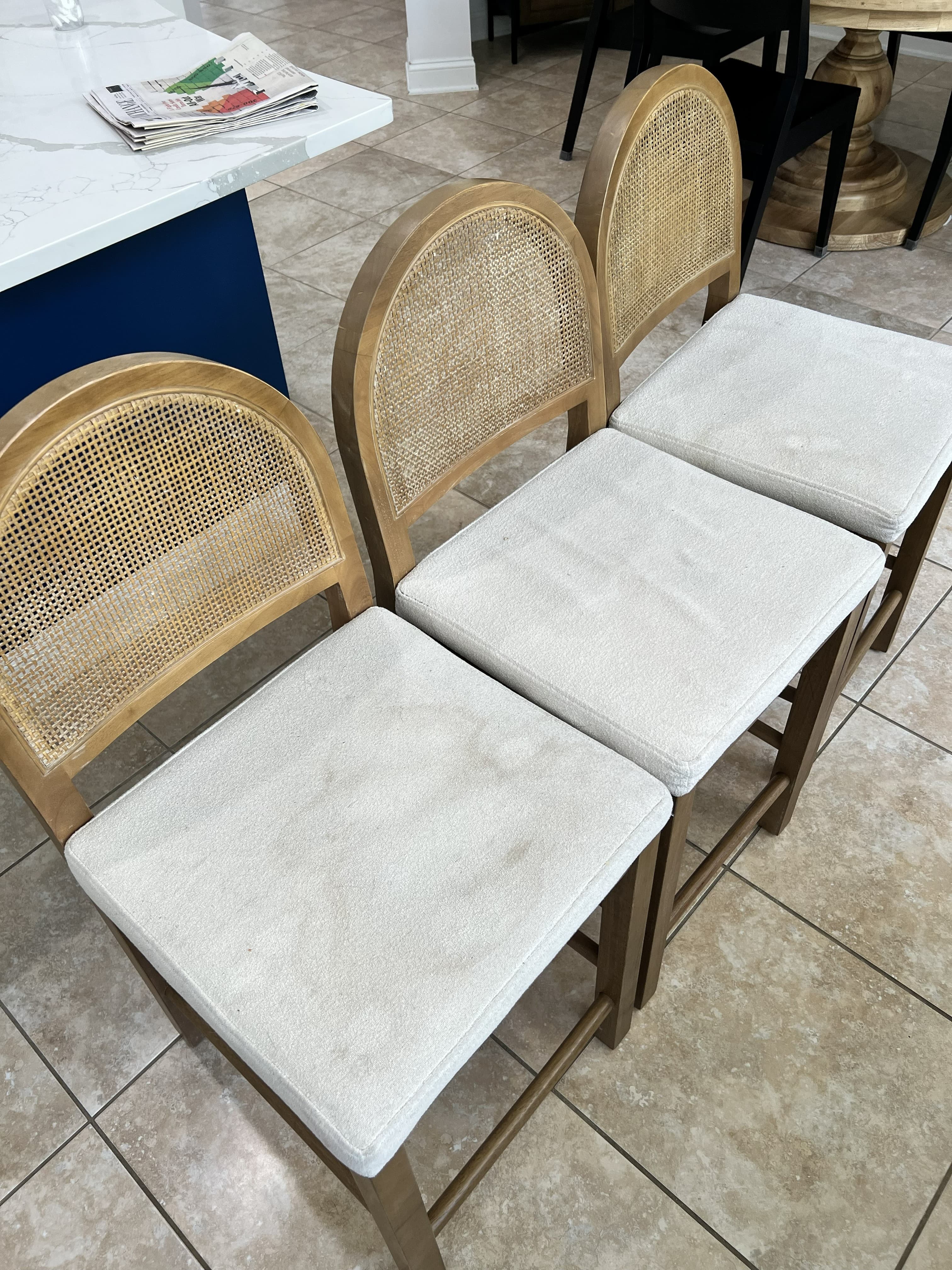Dining chair before professional upholstery cleaning in Jacksonville, FL